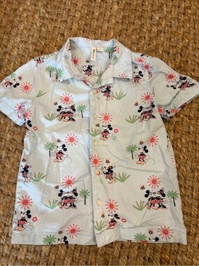 Janie and Jack Light Blue Mickey & Friends Short-Sleeve Button-Up
